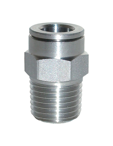 Racord pneumatic drept push-in cu filet conic exterior INOX | AiroMag.Ro